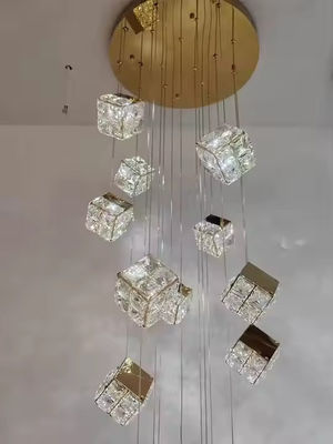 Luxury Hotel Lobby Decorative Lighting Hanging Pendant Lights Linear Large Long High Ceiling Staircase Led Crystal Chandeliers