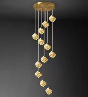 Luxury Hotel Lobby Decorative Lighting Hanging Pendant Lights Linear Large Long High Ceiling Staircase Led Crystal Chandeliers
