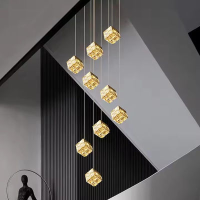 Luxury Hotel Lobby Decorative Lighting Hanging Pendant Lights Linear Large Long High Ceiling Staircase Led Crystal Chandeliers