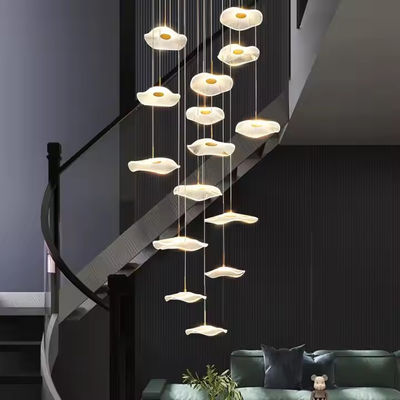 Modern Lotus Leaf Design LED Ceiling Acrylic Light Staircase Luxury Home Decorative Lighting Chandelier