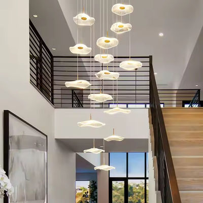 Modern Lotus Leaf Design LED Ceiling Acrylic Light Staircase Luxury Home Decorative Lighting Chandelier