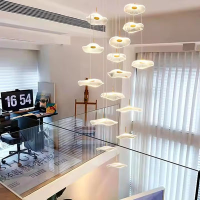 Modern Lotus Leaf Design LED Ceiling Acrylic Light Staircase Luxury Home Decorative Lighting Chandelier