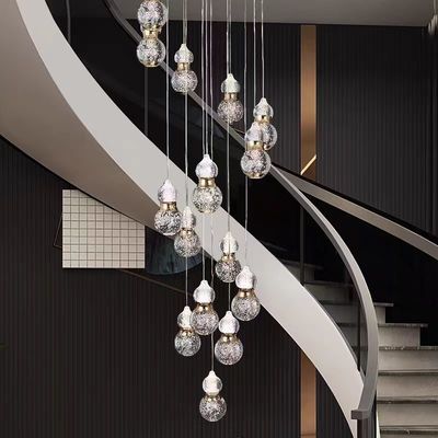 Modern Light Luxury Staircase Long Pendant Lamp 5KG Weight AC 110-240V Input Voltage Duplex Loft Design