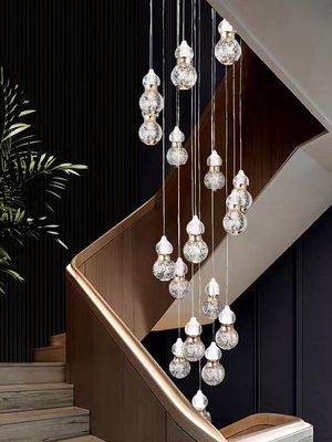 Modern Light Luxury Staircase Long Pendant Lamp 5KG Weight AC 110-240V Input Voltage Duplex Loft Design