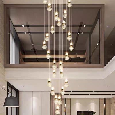 Modern Light Luxury Staircase Long Pendant Lamp 5KG Weight AC 110-240V Input Voltage Duplex Loft Design