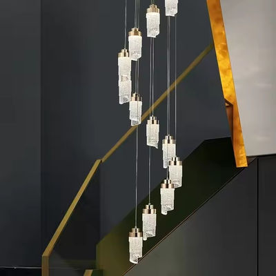 Custom LED Villa Hotel Staircase High Decor Lamp Modern Acrylic Chandelier Pendant Light 30000 Hours Lifespan