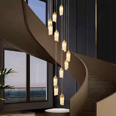 Custom LED Villa Hotel Staircase High Decor Lamp Modern Acrylic Chandelier Pendant Light 30000 Hours Lifespan