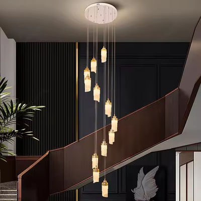 Custom LED Villa Hotel Staircase High Decor Lamp Modern Acrylic Chandelier Pendant Light 30000 Hours Lifespan