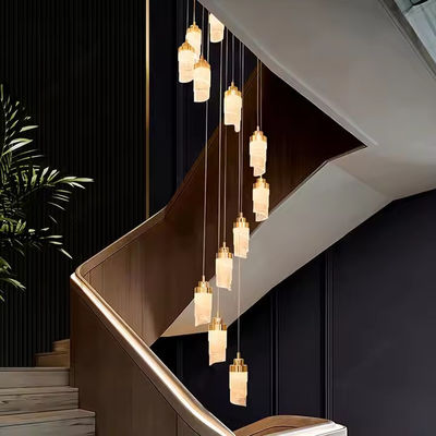Custom LED Villa Hotel Staircase High Decor Lamp Modern Acrylic Chandelier Pendant Light 30000 Hours Lifespan