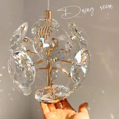 Modern Hotel Wedding Decor Crystal Hall Lamp With D120mm Light Source And 50000 Hours Lifespan Round Crystal Flower Pendant Light