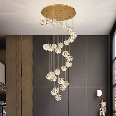 Modern Hotel Wedding Decor Crystal Hall Lamp With D120mm Light Source And 50000 Hours Lifespan Round Crystal Flower Pendant Light