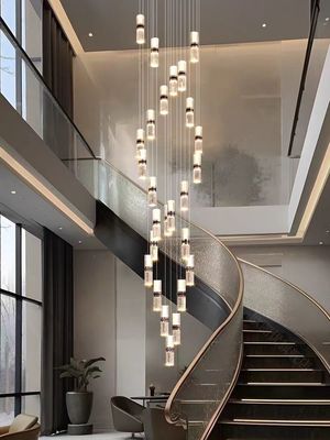 Luxury Crystal Stick Chandelier With Adjustable Height Stair Feature For Restaurant Hotel Or Villa Plug-in Light Source