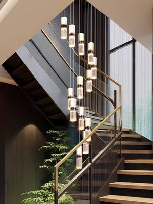 Luxury Crystal Stick Chandelier With Adjustable Height Stair Feature For Restaurant Hotel Or Villa Plug-in Light Source