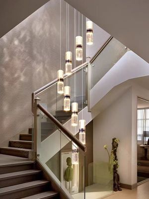 Luxury Crystal Stick Chandelier With Adjustable Height Stair Feature For Restaurant Hotel Or Villa Plug-in Light Source