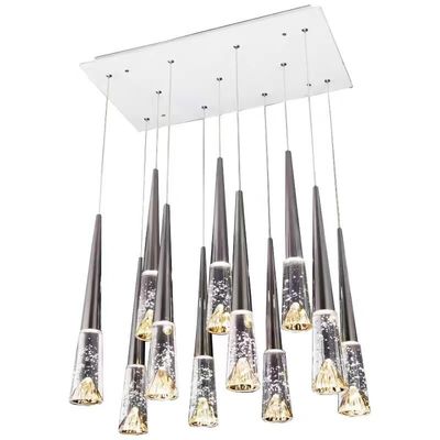 Modern Villa Loft Apartment Stair Light With Three Colors Changing Crystal Chandelier