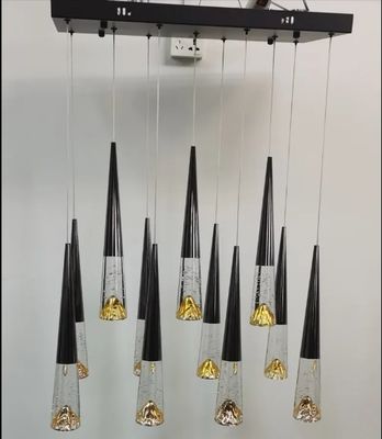 Modern Villa Loft Apartment Stair Light With Three Colors Changing Crystal Chandelier