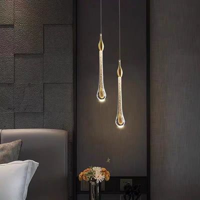 Modern Simple Crystal Water Drop Stairwell Chandelier 3200-6500K Three Colors Change Light For Duplex Hotel Restaurant Villa
