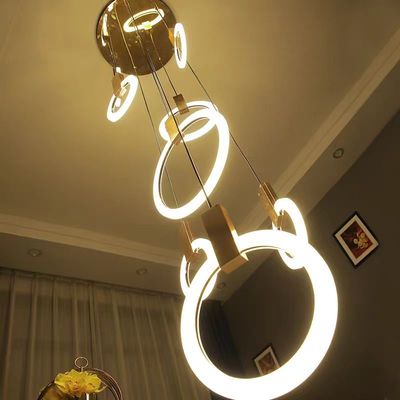 Stair Loft Apartment Duplex Chandeliers Light With Modern Simple Pick For Villa Ring Long Chandeliers 10KG Gold/Custom Design