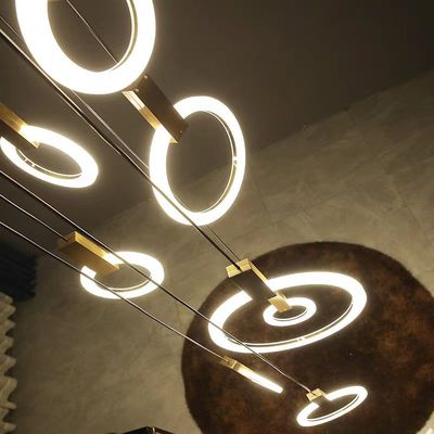 Stair Loft Apartment Duplex Chandeliers Light With Modern Simple Pick For Villa Ring Long Chandeliers 10KG Gold/Custom Design