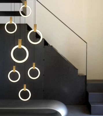 Stair Loft Apartment Duplex Chandeliers Light With Modern Simple Pick For Villa Ring Long Chandeliers 10KG Gold/Custom Design