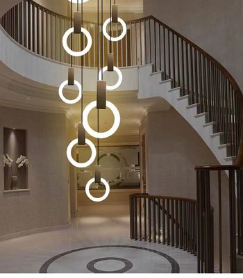 Stair Loft Apartment Duplex Chandeliers Light With Modern Simple Pick For Villa Ring Long Chandeliers 10KG Gold/Custom Design