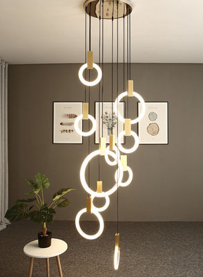 Stair Loft Apartment Duplex Chandeliers Light With Modern Simple Pick For Villa Ring Long Chandeliers 10KG Gold/Custom Design