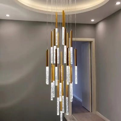 Hotel Corridor Staircase Crystal Stick Pendant Light Balcony Hallway Hanging Fixtures