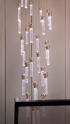 Bear Head Crystal Staircase Light Luxury Long Chandelier Rotating Duplex Modern Simple Villa Apartment Pick Empty Living Room Large Chandelier