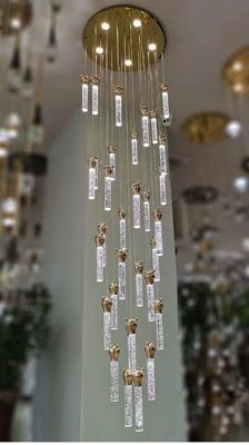 Bear Head Crystal Staircase Light Luxury Long Chandelier Rotating Duplex Modern Simple Villa Apartment Pick Empty Living Room Large Chandelier