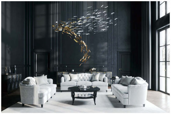 Customized Hotel Lobby Handmade Artistic Flying Feather Glass Pendant Lamp Chandelier