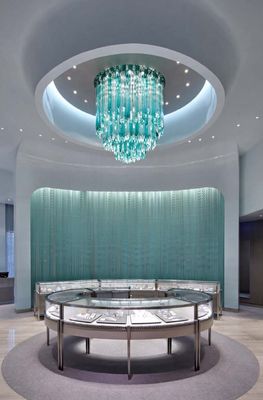 Jewelry Store Ceiling  Blue Green Icefall Handmade Blown Icicles Custom Stalagite Chandelier Hotel Lobby Villa Chandelier Engineering Lamps Non-standard Custom