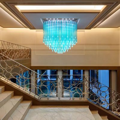Jewelry Store Ceiling  Blue Green Icefall Handmade Blown Icicles Custom Stalagite Chandelier Hotel Lobby Villa Chandelier Engineering Lamps Non-standard Custom
