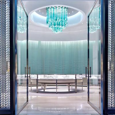 Jewelry Store Ceiling  Blue Green Icefall Handmade Blown Icicles Custom Stalagite Chandelier Hotel Lobby Villa Chandelier Engineering Lamps Non-standard Custom