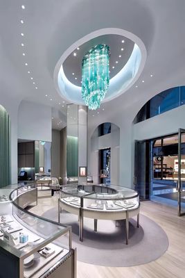 Jewelry Store Ceiling  Blue Green Icefall Handmade Blown Icicles Custom Stalagite Chandelier Hotel Lobby Villa Chandelier Engineering Lamps Non-standard Custom