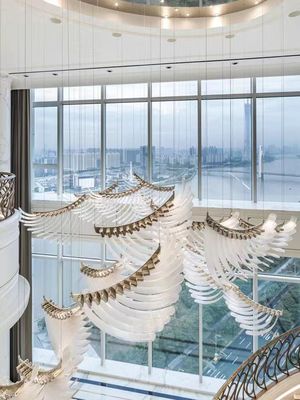 Hotel Lobby Chandelier Angel Wings Wings Artistic Modeling Villa Pick Empty Hall Duplex Staircase Lamps
