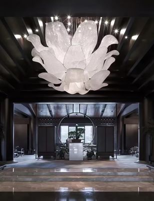 Contemporary Crystal Customized Design Lotus Flower Large Chandelier Pendant Light For Hotel Lobby