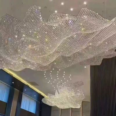 Custom Project Ceiling Chandelier Stainless Steel Ribbon Large Club Hall Center Decoration Chandelier Engineering Lamp