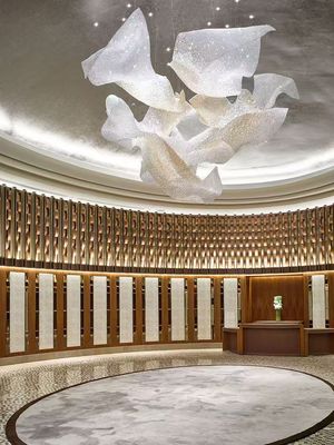 Custom Project Ceiling Chandelier Stainless Steel Ribbon Large Club Hall Center Decoration Chandelier Engineering Lamp