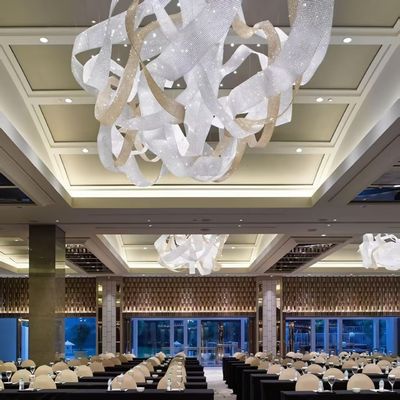 Custom Project Ceiling Chandelier Stainless Steel Ribbon Large Club Hall Center Decoration Chandelier Engineering Lamp