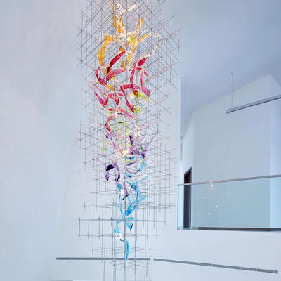 Non-Standard Custom Hotel Project Light Department Banquet Hall Glazed Grid Led Large Chandelier Wedding Hall Hanging Line Light