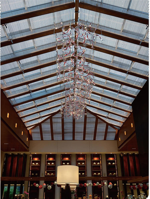 Non-Standard Custom Hotel Project Light Sales Department Banquet Hall Glazed Grid Led Large Chandelier Wedding Hall Hanging Line Light
