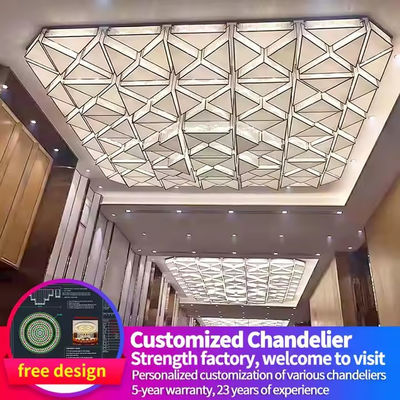 Rectangular Geometric Pattern LED Lamp Aluminum Body Chandelier For Restaurant Restaurant Project