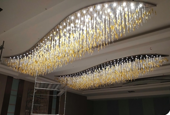 Led Ceiling Chandelier Luxury Art 1 Piece Glass Pendant Light Hand Blown Glass Chandelier Gold Crystal Hotel Villa Custom Modern