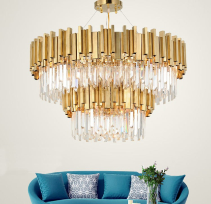 Gold Copper Brass Customizable Large Foyer Chandeliers For Any Space Style