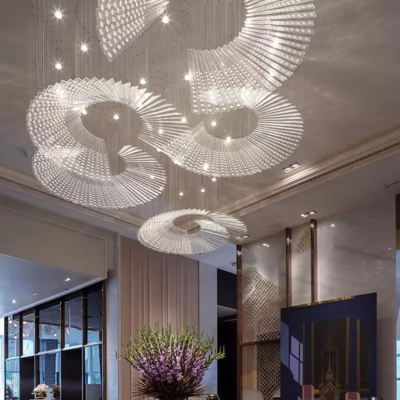 Modern Luxury Unique Glass Engineering Non-customized Large Chandelier Lighting Interior Decoration Chandelier Light