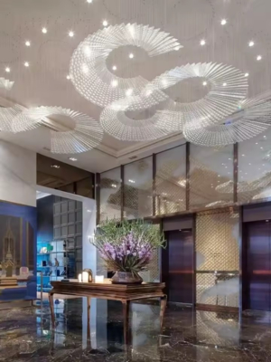 Modern Luxury Unique Glass Engineering Non-customized Large Chandelier Lighting Interior Decoration Chandelier Light