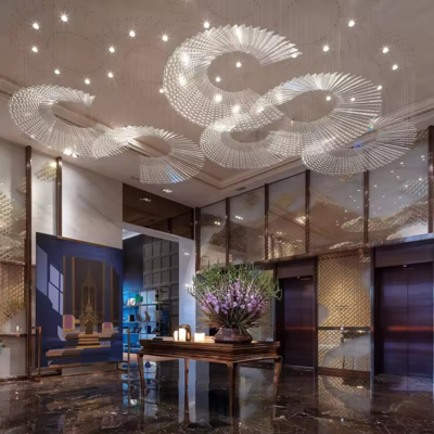 Modern Luxury Unique Glass Engineering Non-customized Large Chandelier Lighting Interior Decoration Chandelier Light