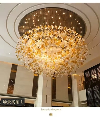 Modern Design Crystal Stone Chandelier for Home LED Glass Ball Lamp for Hotel Restaurant Mall Lobby AC Power Source
