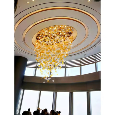 Modern Design Crystal Stone Chandelier for Home LED Glass Ball Lamp for Hotel Restaurant Mall Lobby AC Power Source