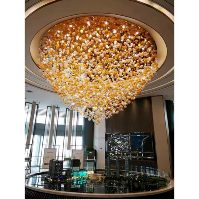 Modern Design Crystal Stone Chandelier for Home LED Glass Ball Lamp for Hotel Restaurant Mall Lobby AC Power Source
